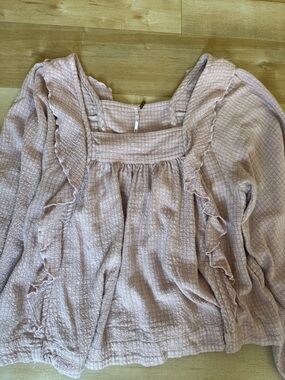 Free People Textured Ruffle Blouse
